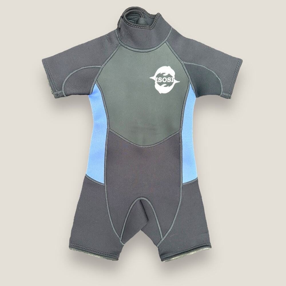 Isosi Youth Kids Black/Blue Short-Sleeve Wetsuit Size: 4